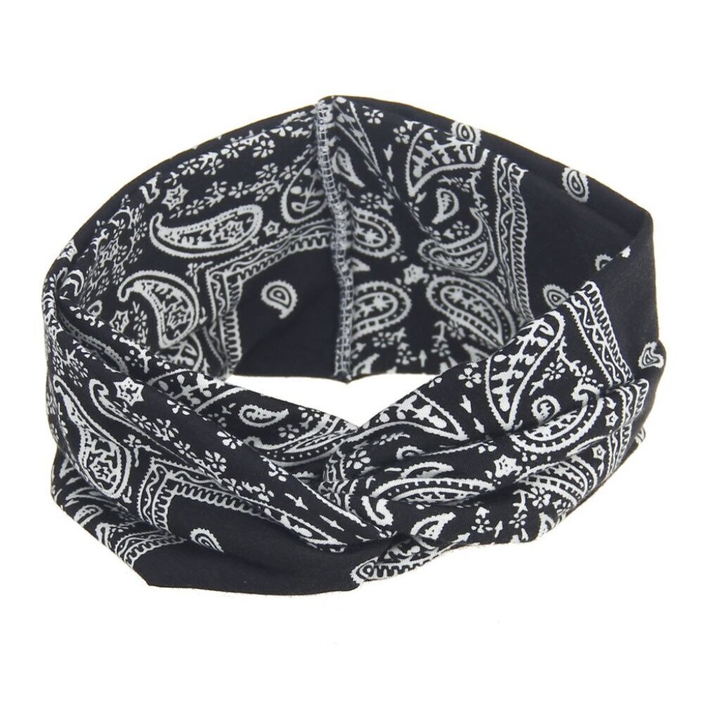 Assorted Paisley Print Wide Bandana Knot Headbands Criss Cross Head Wrap Hair Ba